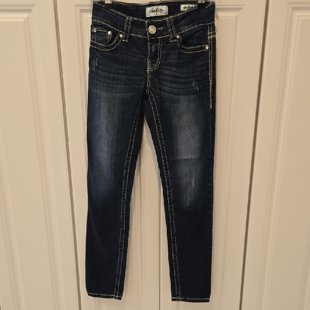 Daytrip Dark Indigo Skinny Jeans with Cream Contrast Stitching